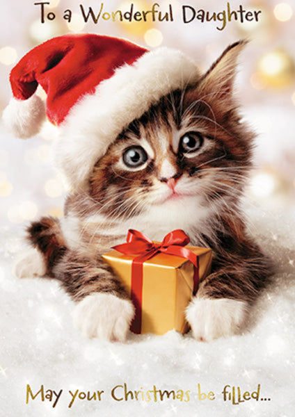 Wonderful Daughter Cat Christmas Greeting Card
