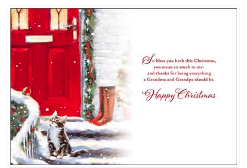 Cat & Robin Grandma & Grandpa Glitter & Sparkle Christmas Card