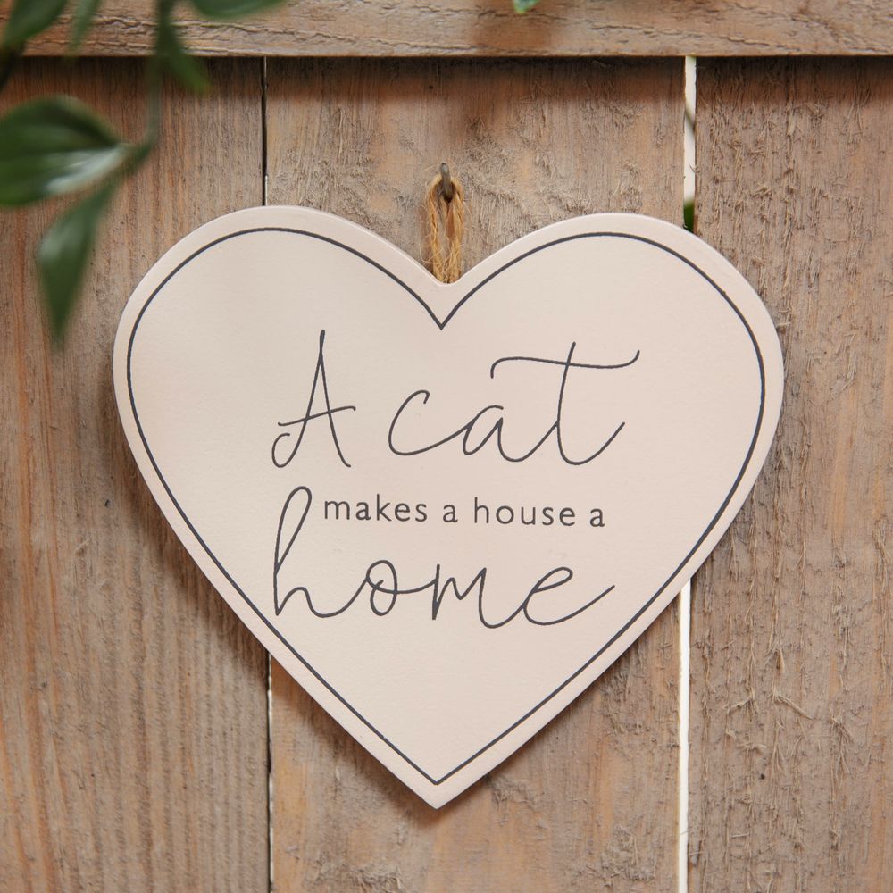 White Hanging Cat Plaque A Cat Makes a House a Home