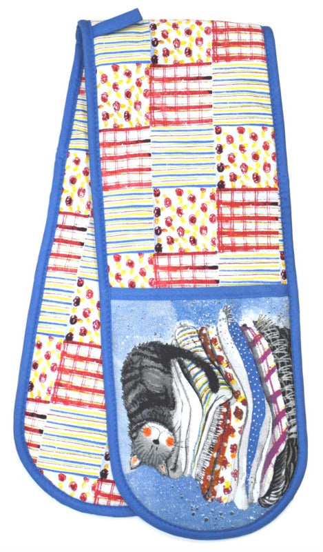 Cat Laundry Basket Double Oven Gloves