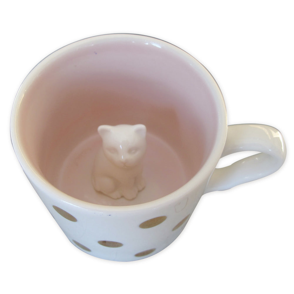 Spotty Cat Cup and Saucer In Gift Box